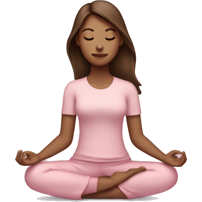 Meditating brown hair girl light pink clothes