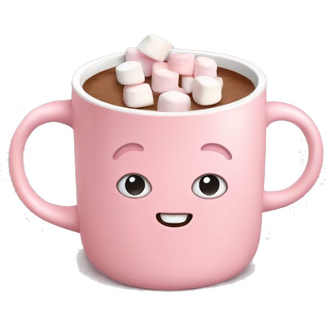 Light Pink mug of hot chocolate with marshmallows