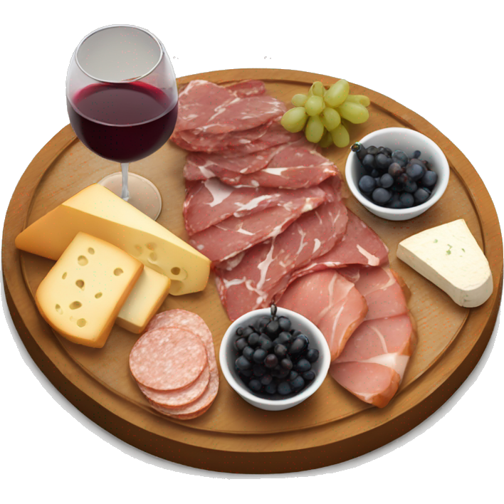Realistic charcuterie board with wine