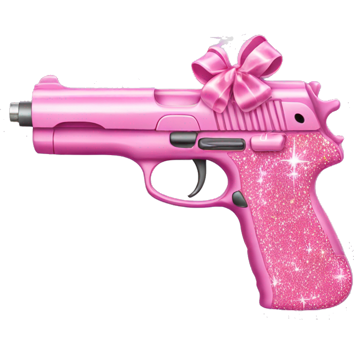 Pink gun with sparkles all over with a bow