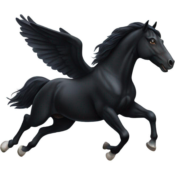 Flying black horse