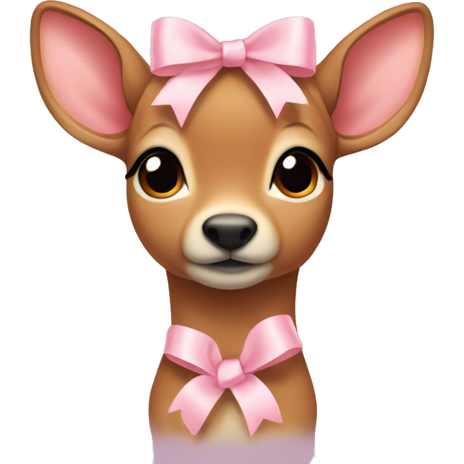 Light brown fawn with a light pink ribbon on head