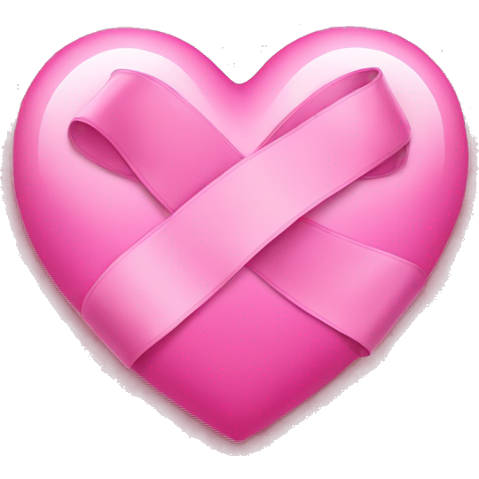 A pink heart with a pink ribbon on it