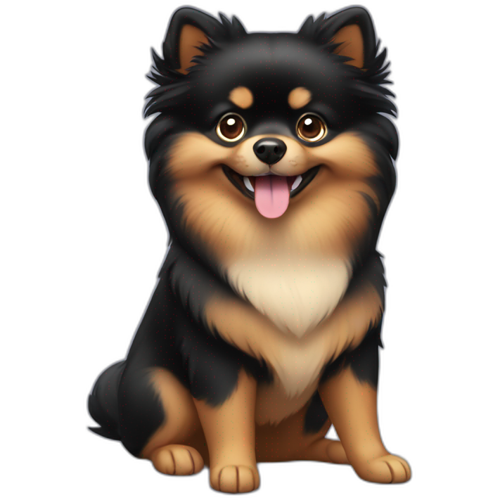 Smiling black and tan pomeranian