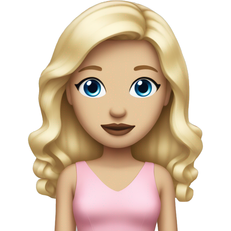 Girl blonde with blue eyes,pink lips and dress