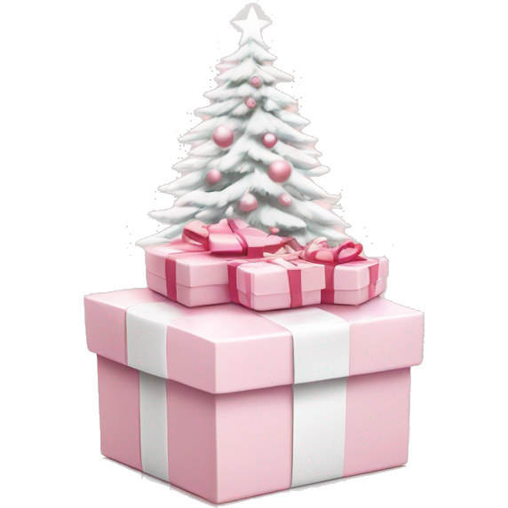 Light pink Christmas gifts under a white Christmas tree