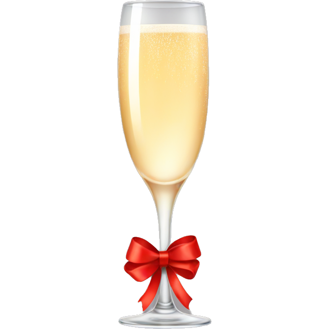 Cute glass of champagne with a red ribbon wrapped around the glass