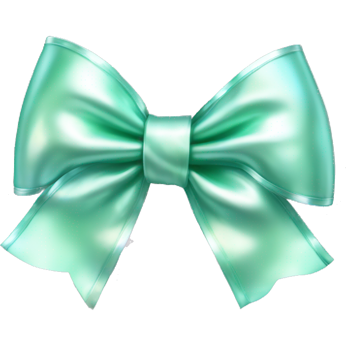 Realistic isolated silver and mint green holographic bow.