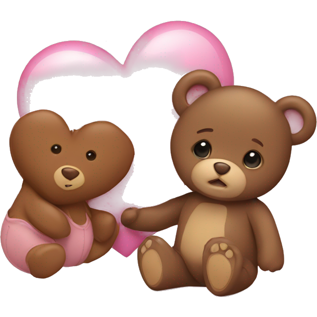 Baby pink heart with a baby brown teddy bear