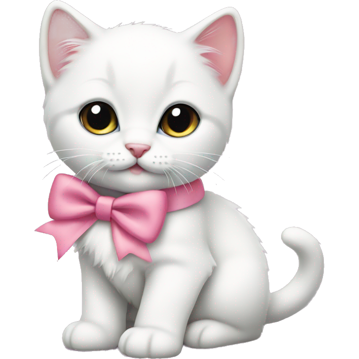 White kitten with pink bow