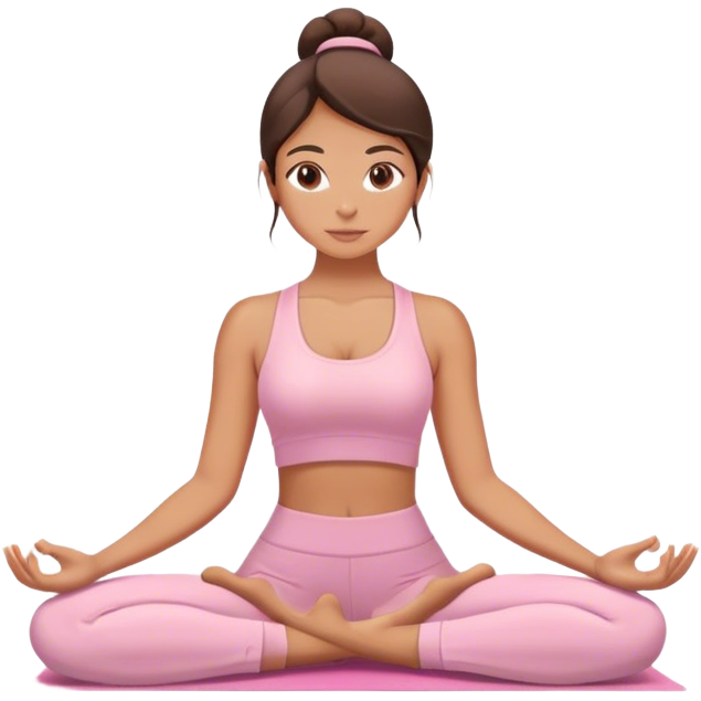 Brunette girl doing yoga in light pink clothes
