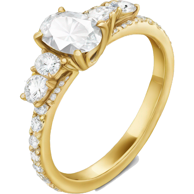 Oval diamond ring with gold and diamond band