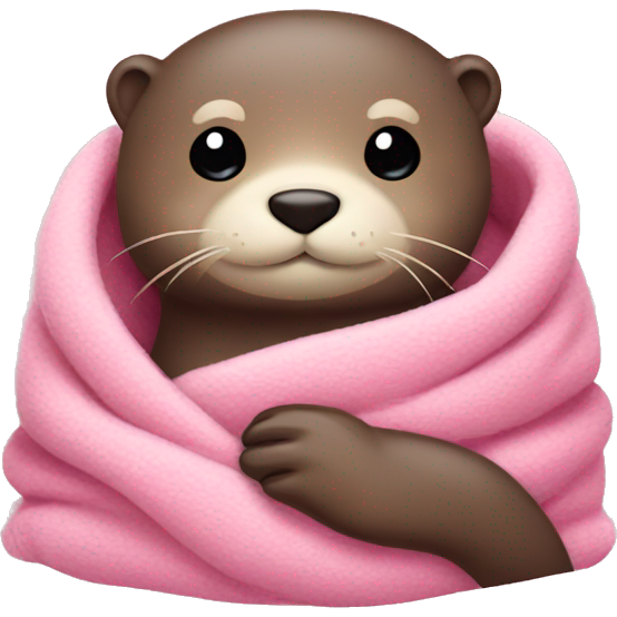 Cozy otter in a pink blanket