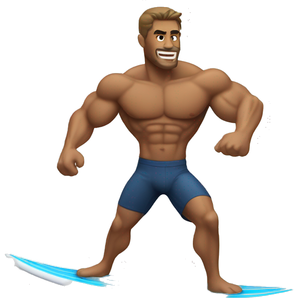 Hot muscled man surfing