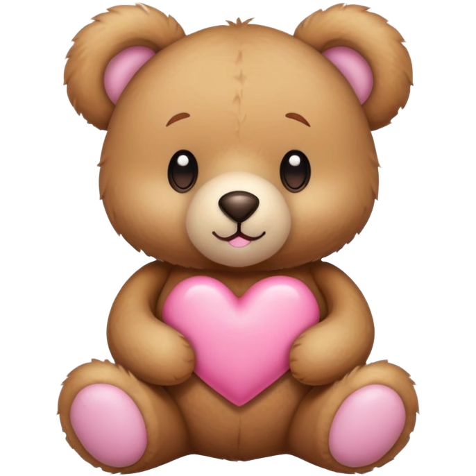 Light brown teddy bear with a pink heart on the tummy. make it cute and warm looking