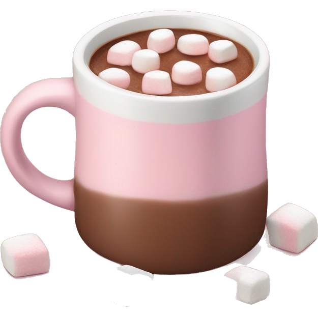 Light Pink mug of hot chocolate with marshmallows
