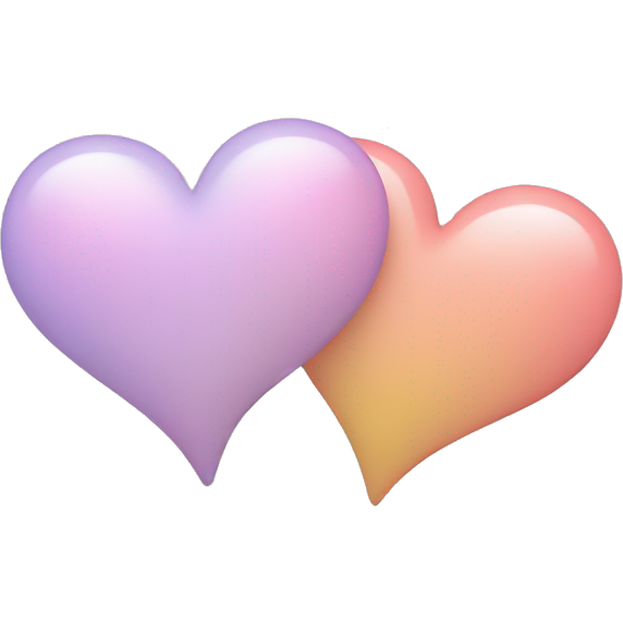 Two hearts coloured light pastel shade
