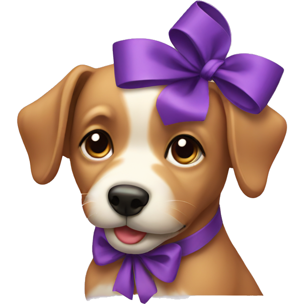 A dog with purple bow
