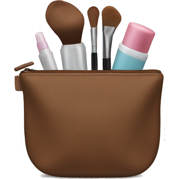 Brown Cosmetic Bag with cosmetics