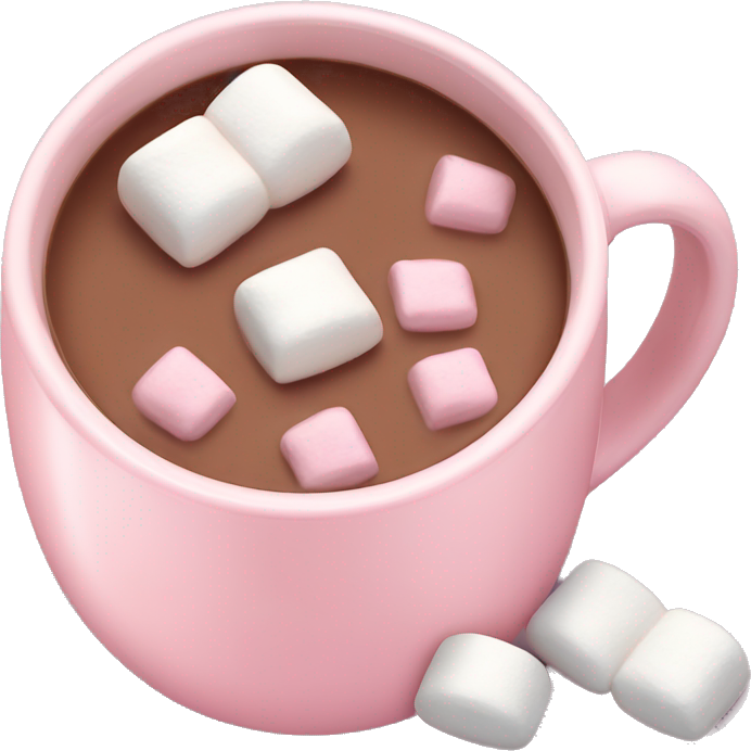 Light Pink mug of hot chocolate with marshmallows