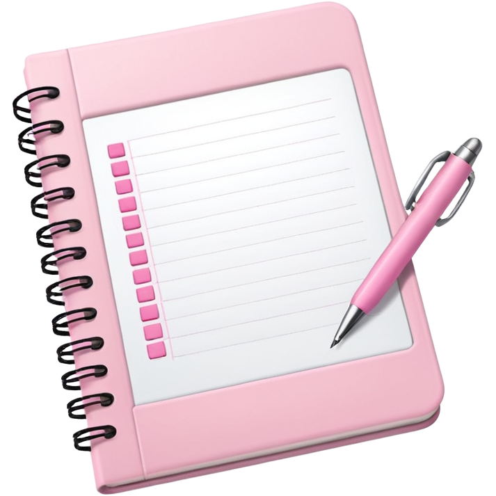 Light Pink Planner open notebook with pink pen