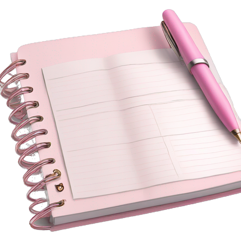 Light Pink Planner open notebook with pink pen