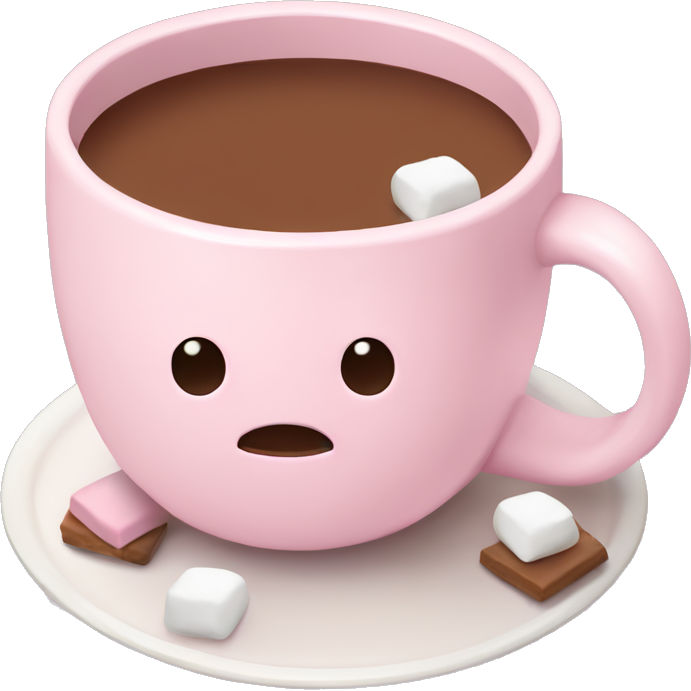 Light Pink mug of hot chocolate with marshmallows