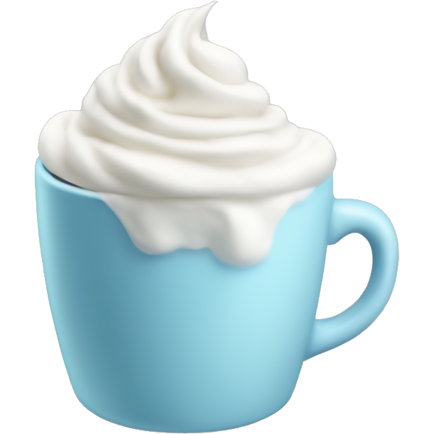 Pastel blue coffee with whipped cream