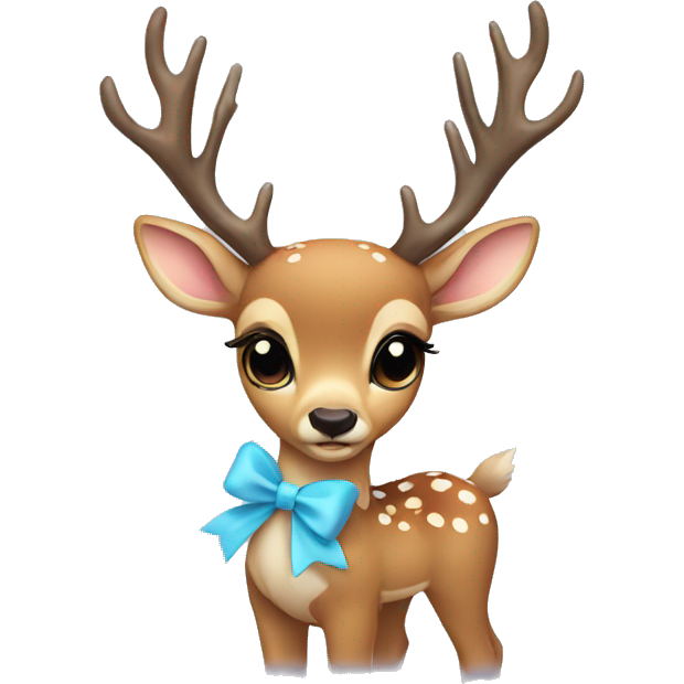 Deer with a cute baby blue bow