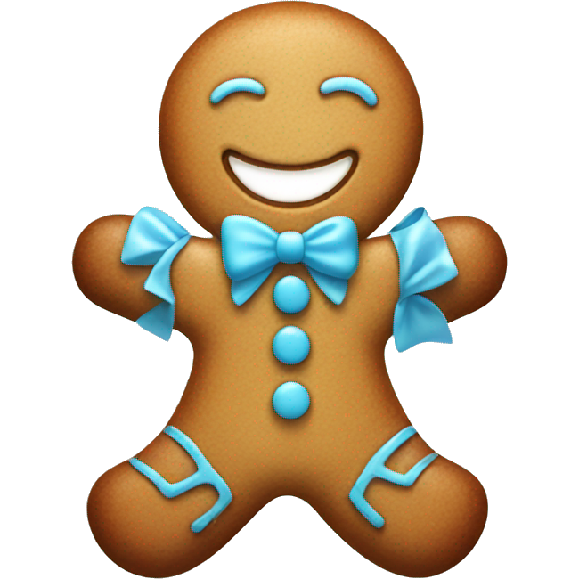 Happy Gingerbread man with light blue bow