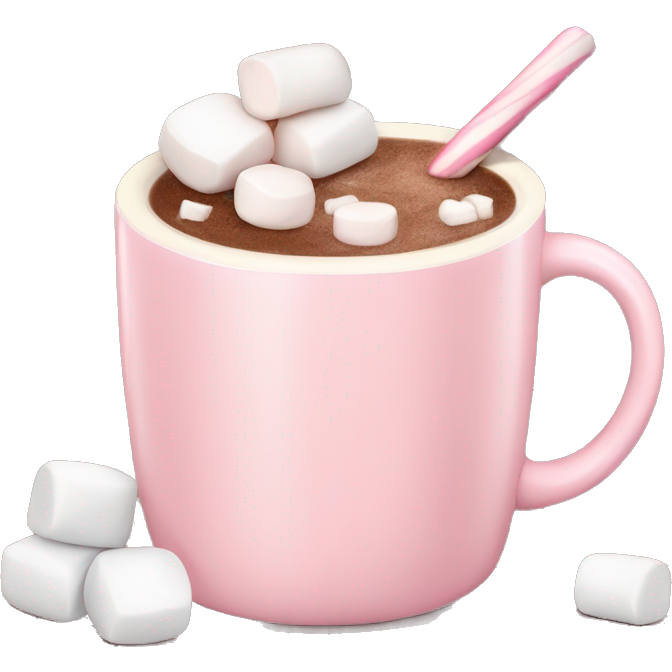 Light Pink mug of hot chocolate with marshmallows