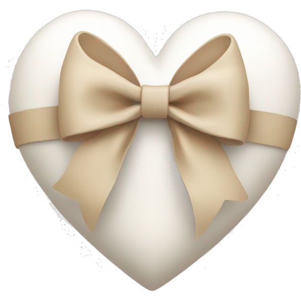 White heart with beige bow