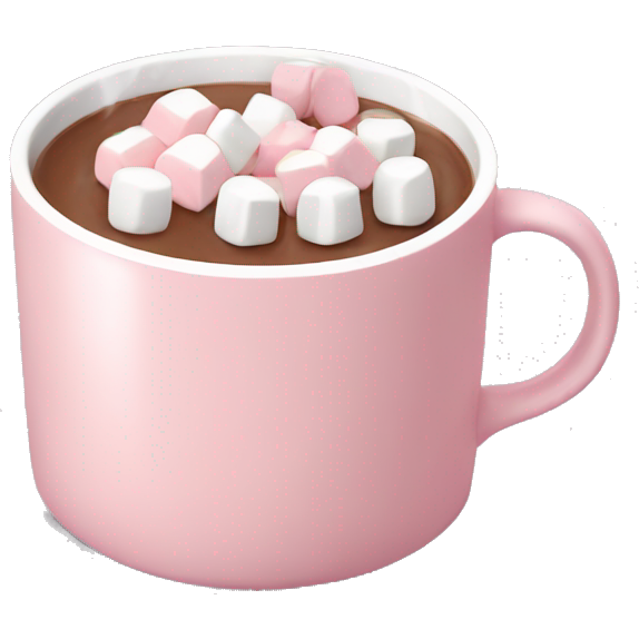 Light Pink mug of hot chocolate with marshmallows