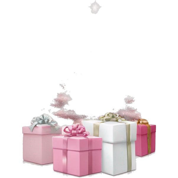 Light pink Christmas gifts under a white Christmas tree