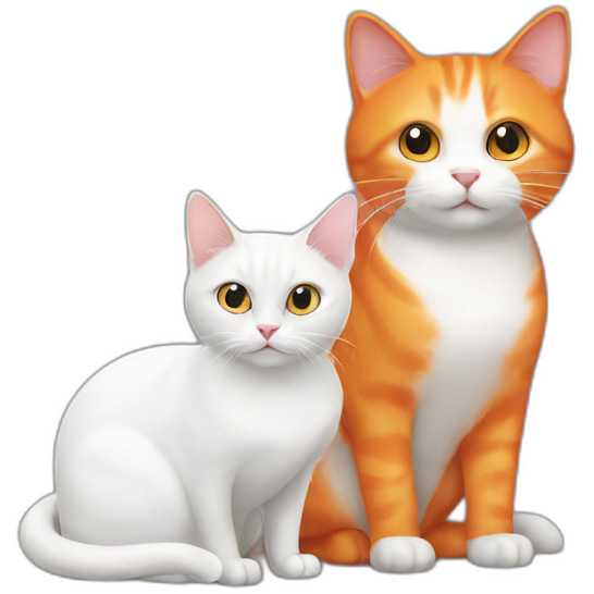 White cat and orange cat