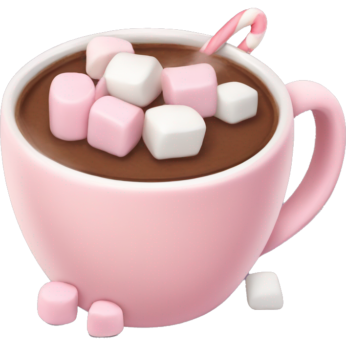 Light Pink mug of hot chocolate with marshmallows