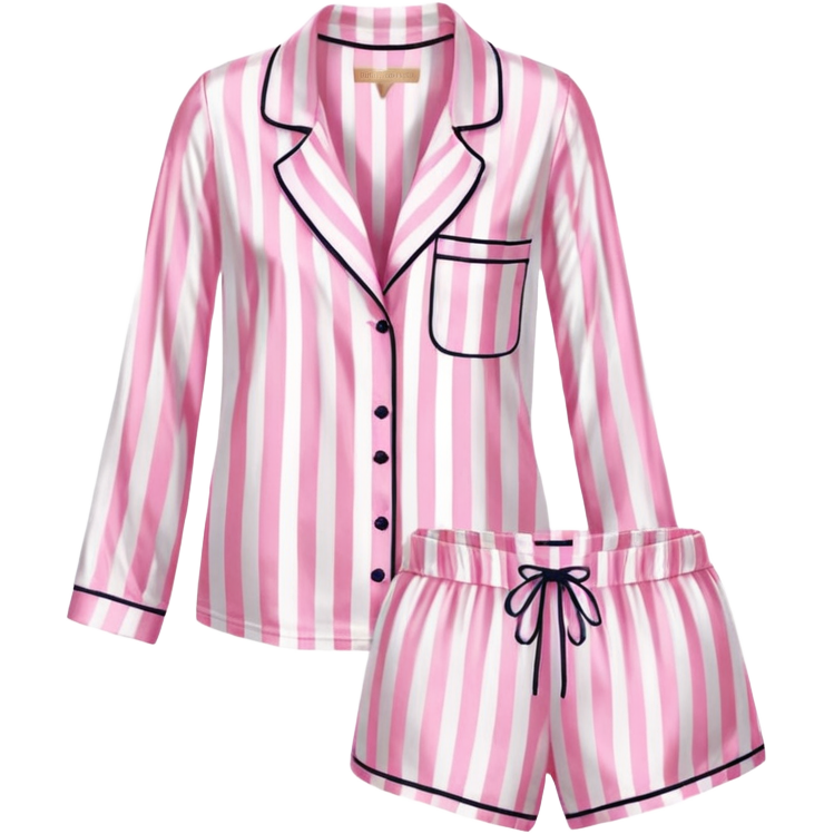 Striped pink and white silk Victoria’s Secret pajama set