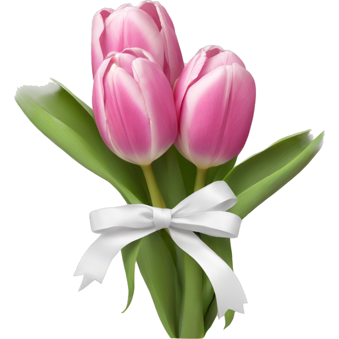 Pink tulips with a white ribbon