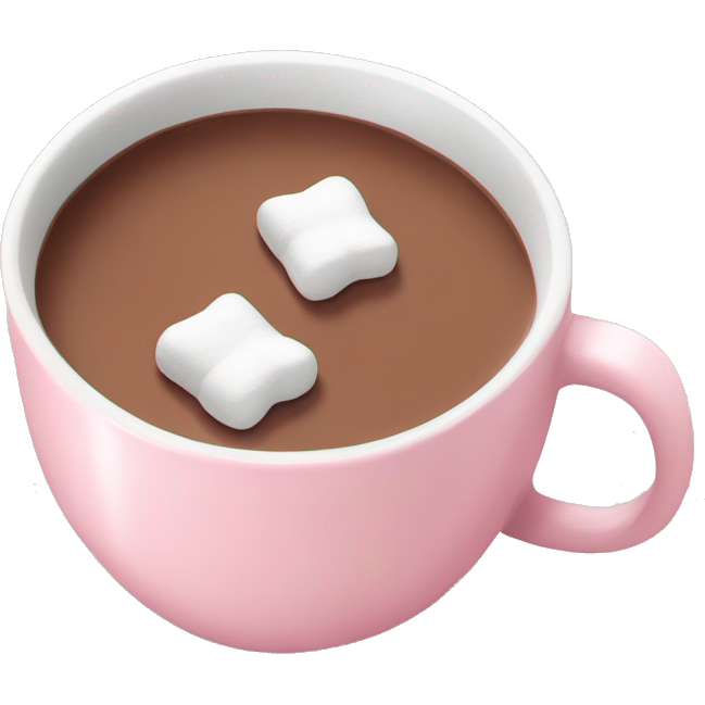 Light Pink mug of hot chocolate with marshmallows