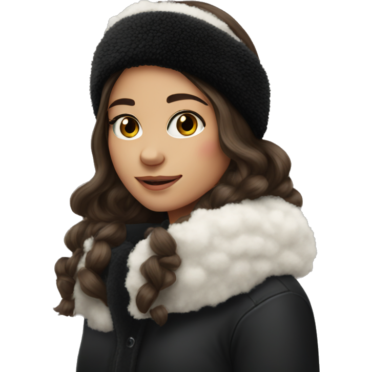Pretty brunette girl wearing black fuzzy headband for winter
