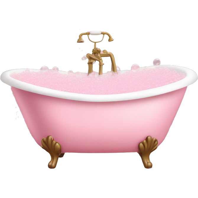 Bubble bath in light pink bath tub