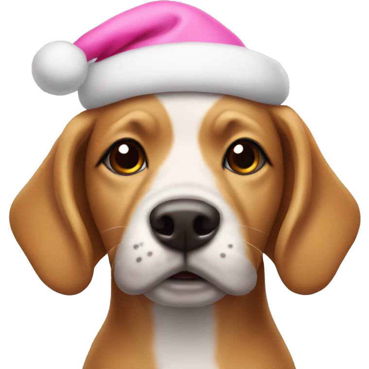 Dog wearing pink Santa hat