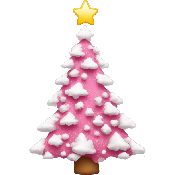 Pink christmas tree with snow on it