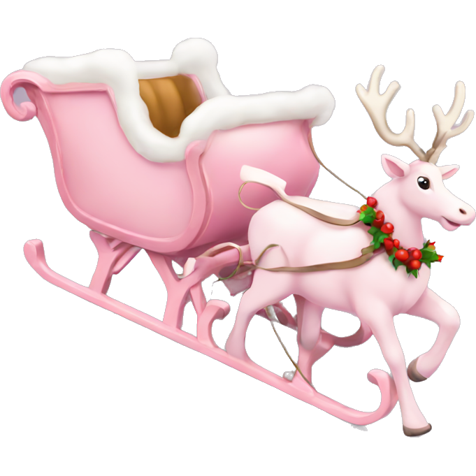 Pale pink christmas sleigh with reindeers