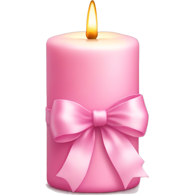Pastel pink christmas candle, with light pink ribbon