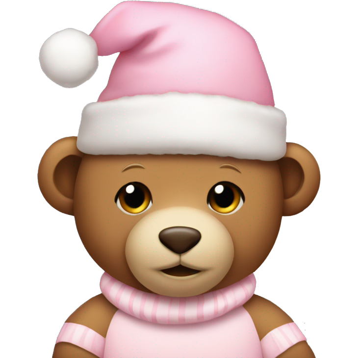 Teddy bear with soft pink Christmas hat