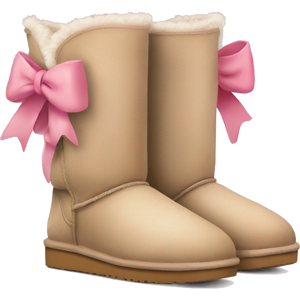 Beige Uggs with pink bow on the back