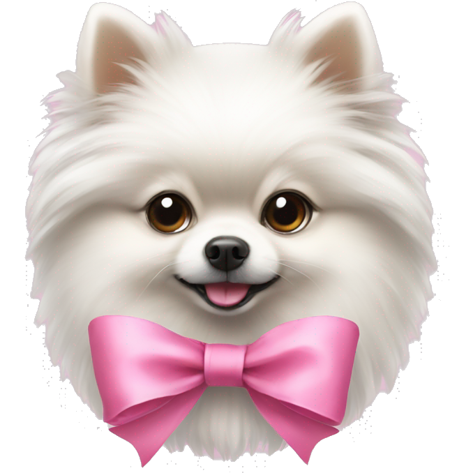 White pomerania with a pink bow