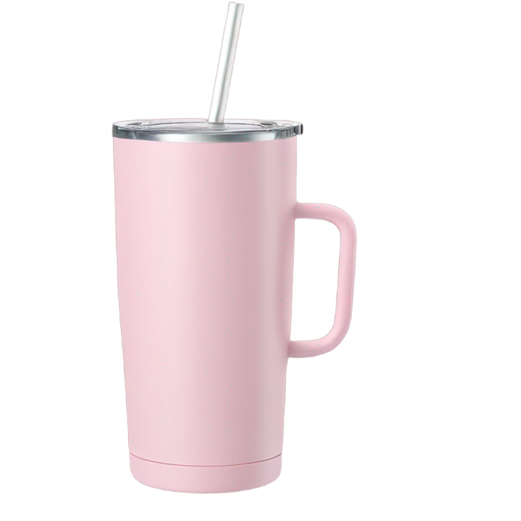 Pastel pink, inspired by Stanley, 40 oz tumbler with handle, and straw