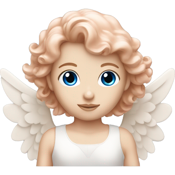 Rose gold angel with white skin and blue eyes